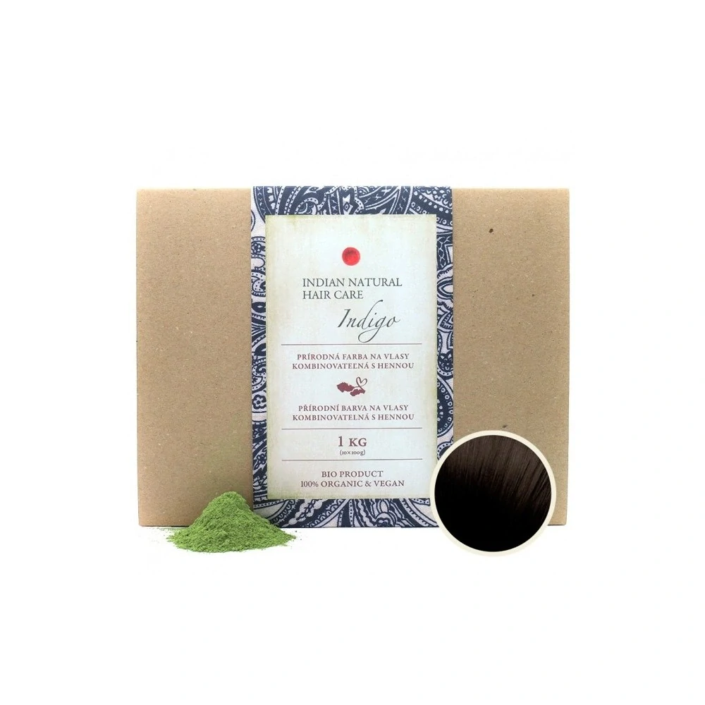 Indian Natural Hair Care - INDIGO 1kg - hnedá až čierna farba na vlasy