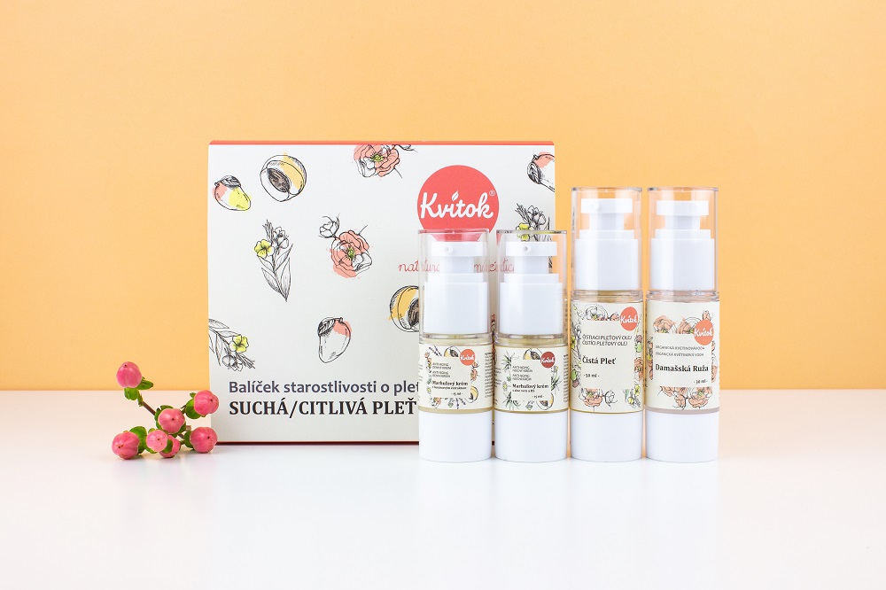 Kvitok - Upokojujúci Balíček Starostlivosti o SUCHÚ/CITLIVÚ/NORMÁLNU Pleť