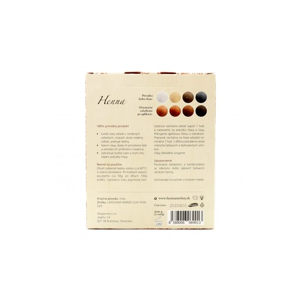 Indian Natural Hair Care - HENNA 200g - medená farba a kúra na vlasy