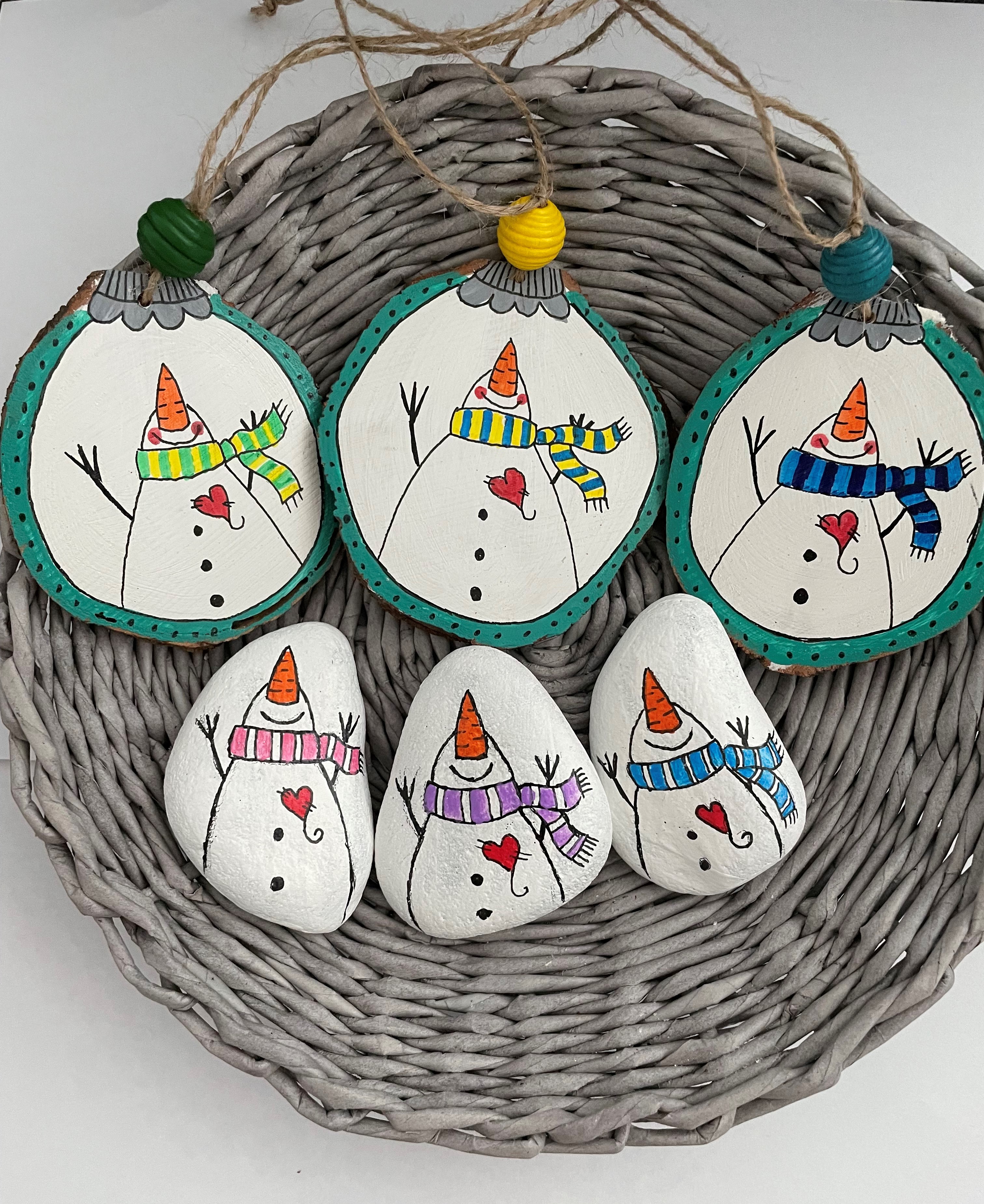 Hand - made - Nežná zimná sada Snehuliaci