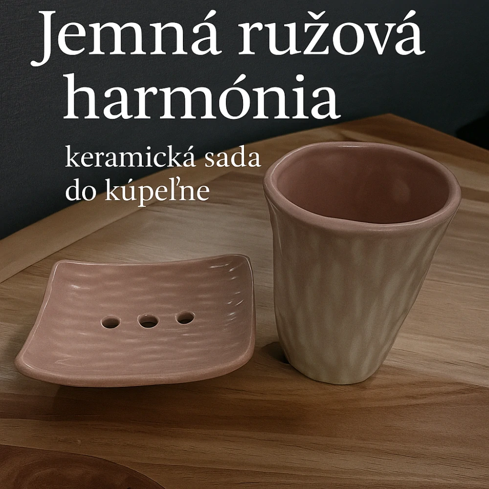Hand - made -Sada mydelnička a pohár - Jemná ružová harmónia