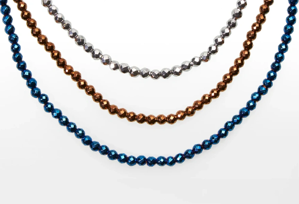 Náhrdelník- Hematit gulička fazetovaná bronzová 4mm