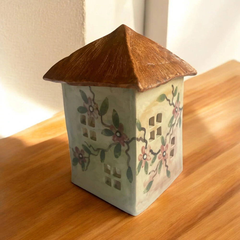 Hand - made - Keramický svietnik & aromalampa Kvetinový domček harmónie