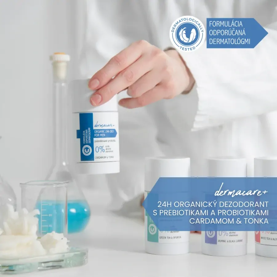 Soaphoria - DERMACARE+ 24h MEN: Organický dezodorant s prebiotikami a probiotikami - Cardamom & Tonka