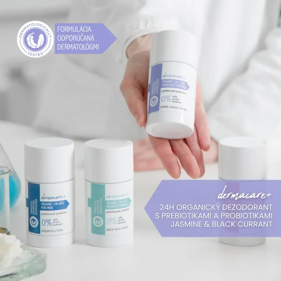 Soaphoria - DERMACARE+ 24h Organický dezodorant s prebiotikami a probiotikami - Jasmine & Black Currant