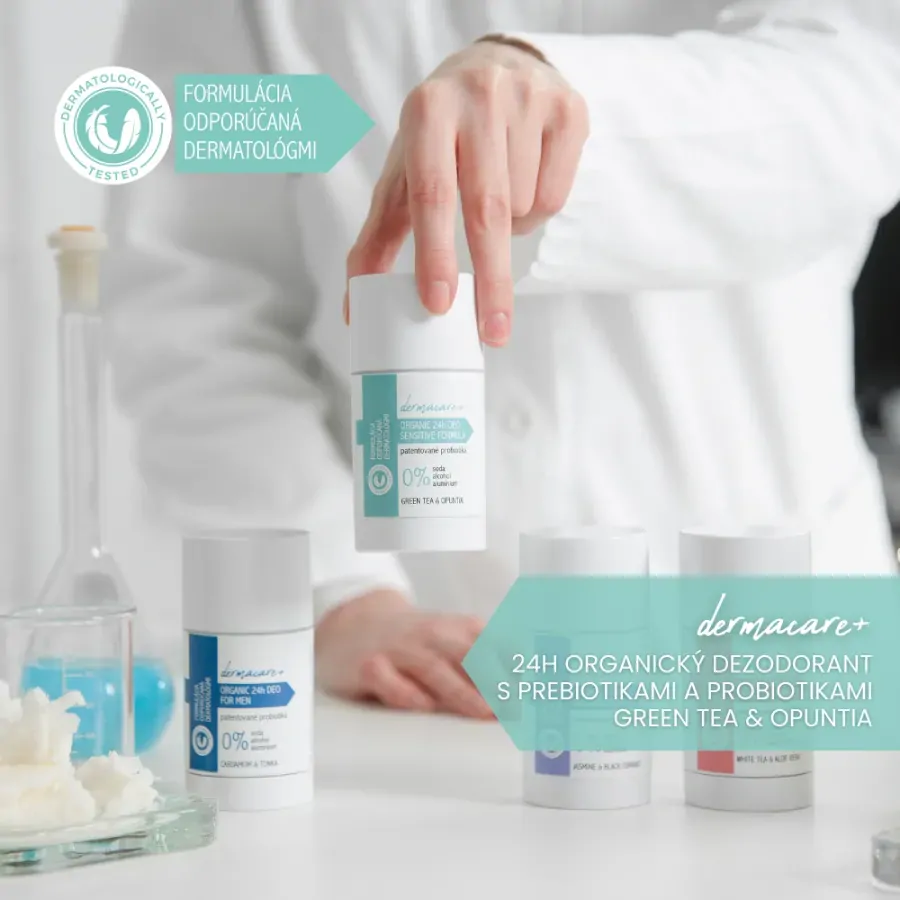 Soaphoria - DERMACARE+ 24h Organický dezodorant s prebiotikami a probiotikami - Green Tea & Opuntia