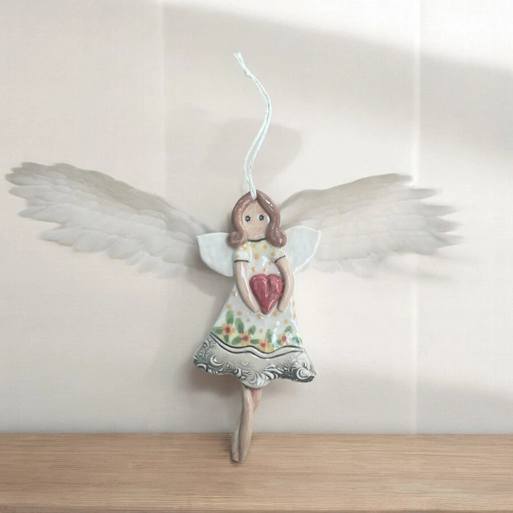 Hand - made - Keramický Biely anjel lásky