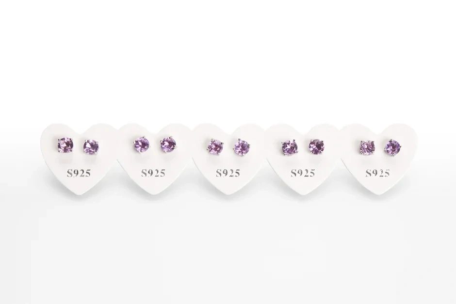 Náušnice Ametyst fazetovené 5mm, Ag 925/1000