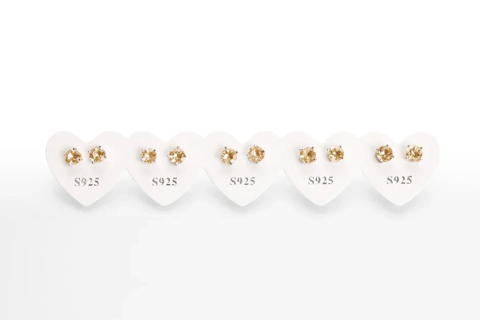 Náušnice Citrín fazetovené 5mm, Ag 925/1000