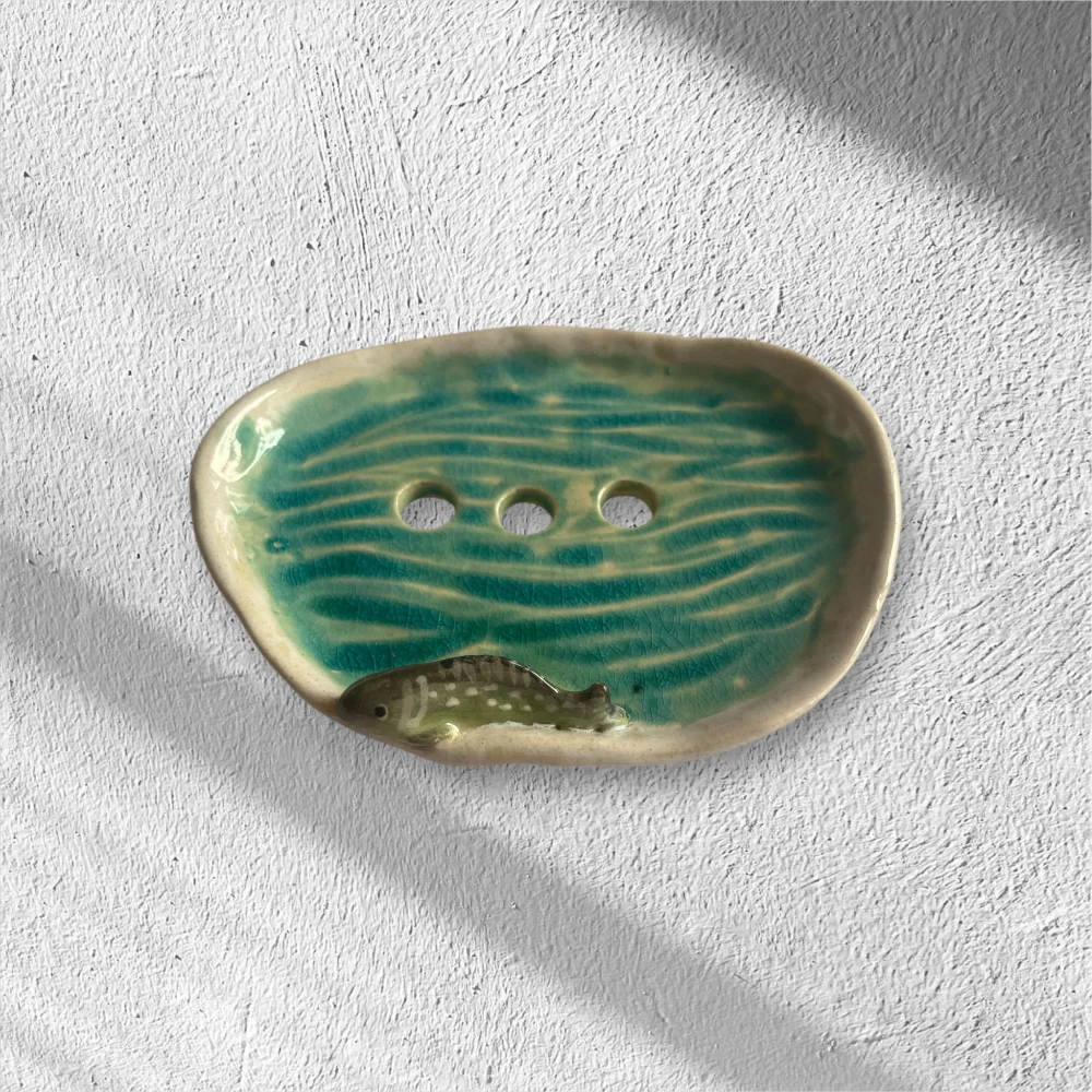 Hand - made - Mydelnička Modré jazierko s rybkou