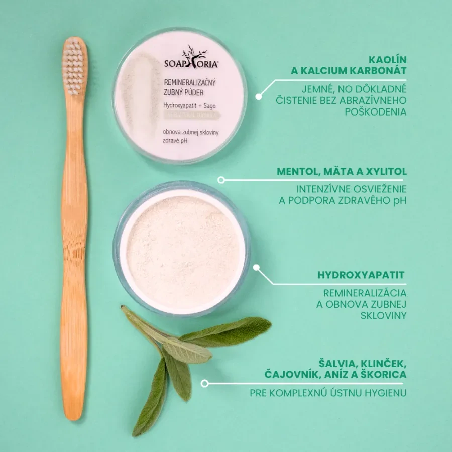 Soaphoria - REMINERALIZAČNÝ ZUBNÝ PÚDER S ANTIBAKTERIÁLNOU PRÍSADOU