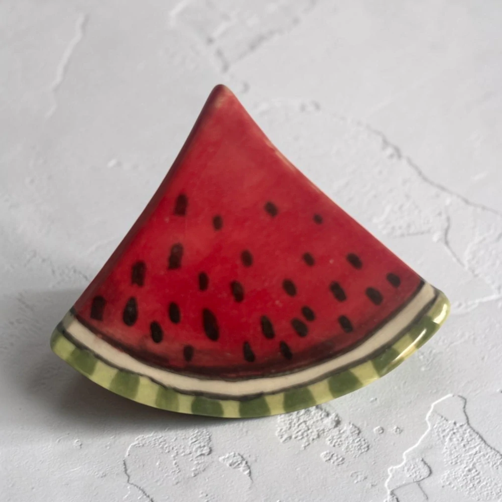 Hand - made - Keramická brošňa Šťavnatý melón