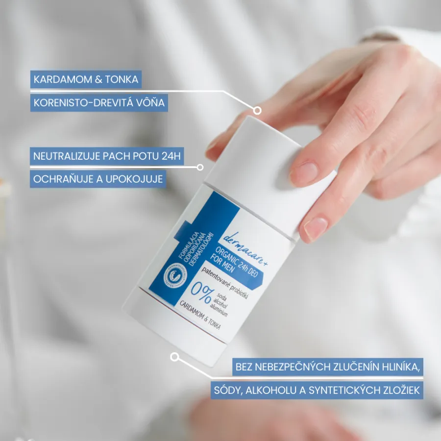 Soaphoria - DERMACARE+ 24h MEN: Organický dezodorant s prebiotikami a probiotikami - Cardamom & Tonka