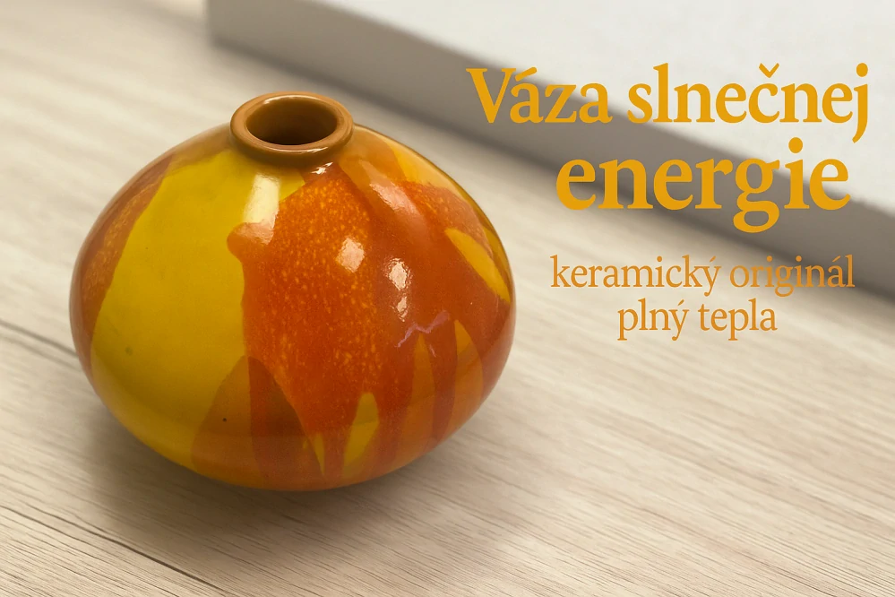 Hand - made - Keramická Váza slnečnej energie