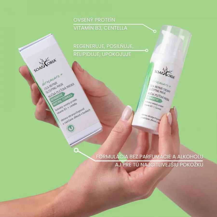 Soaphoria - DERMACARE+ Cica Repair Sleeping Mask nočná regeneračná maska Vitamín B3 & Centella