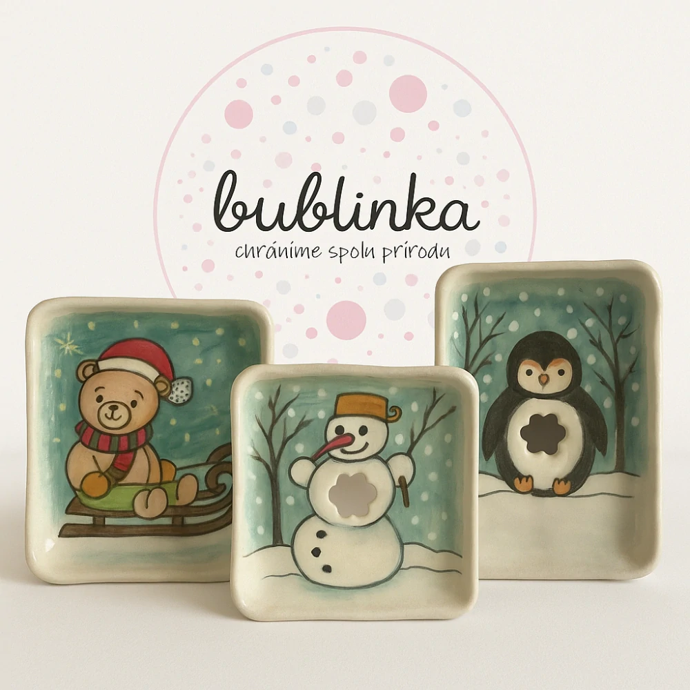 Hand - made - Mydelnička Snehuliak v zasneženej záhrade