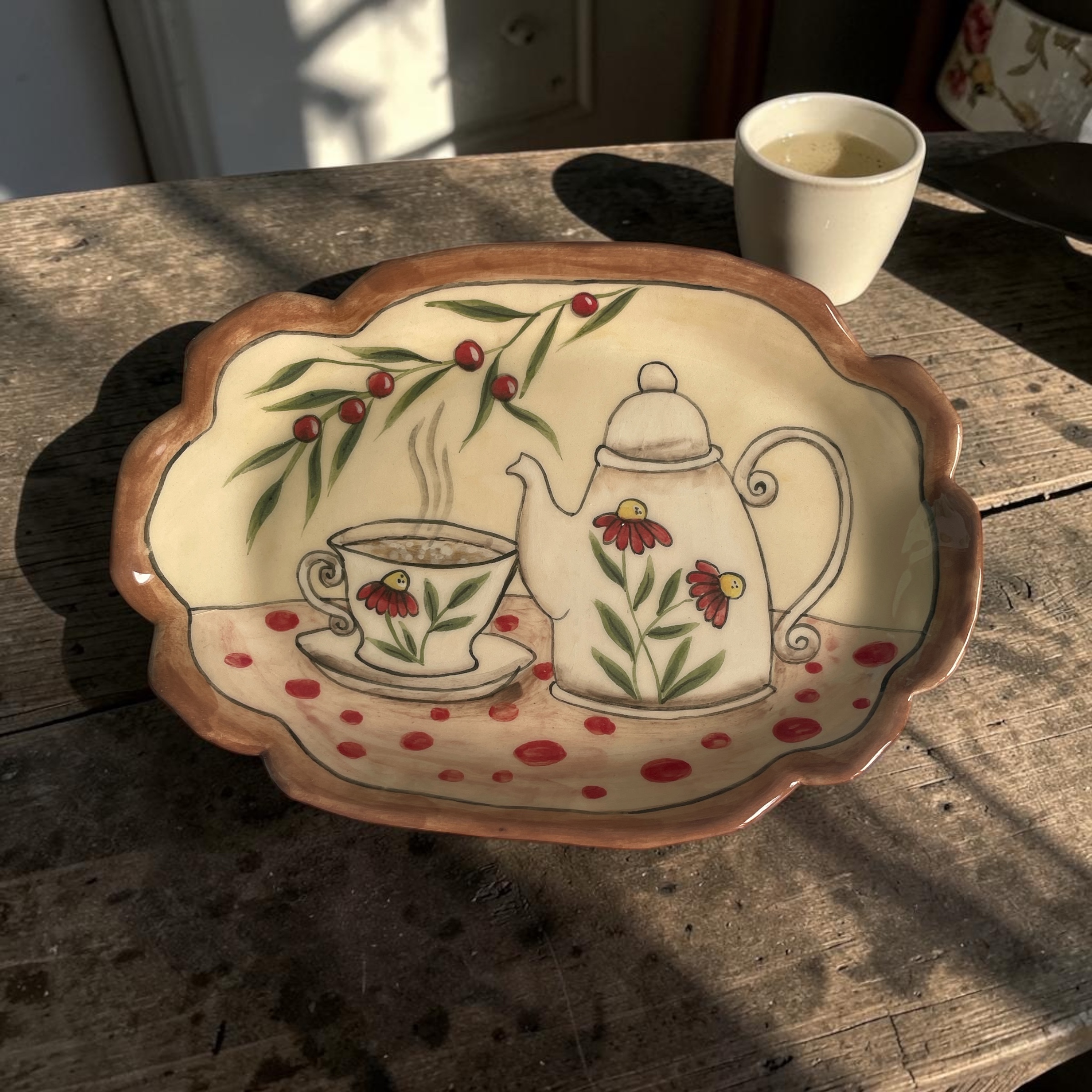 Hand - made - Keramická tácka Čaj o piatej