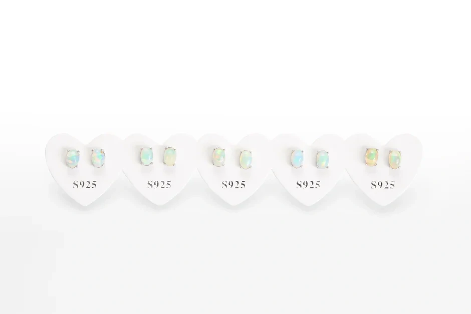 Náušnice Opál ovál, Ag 925/1000