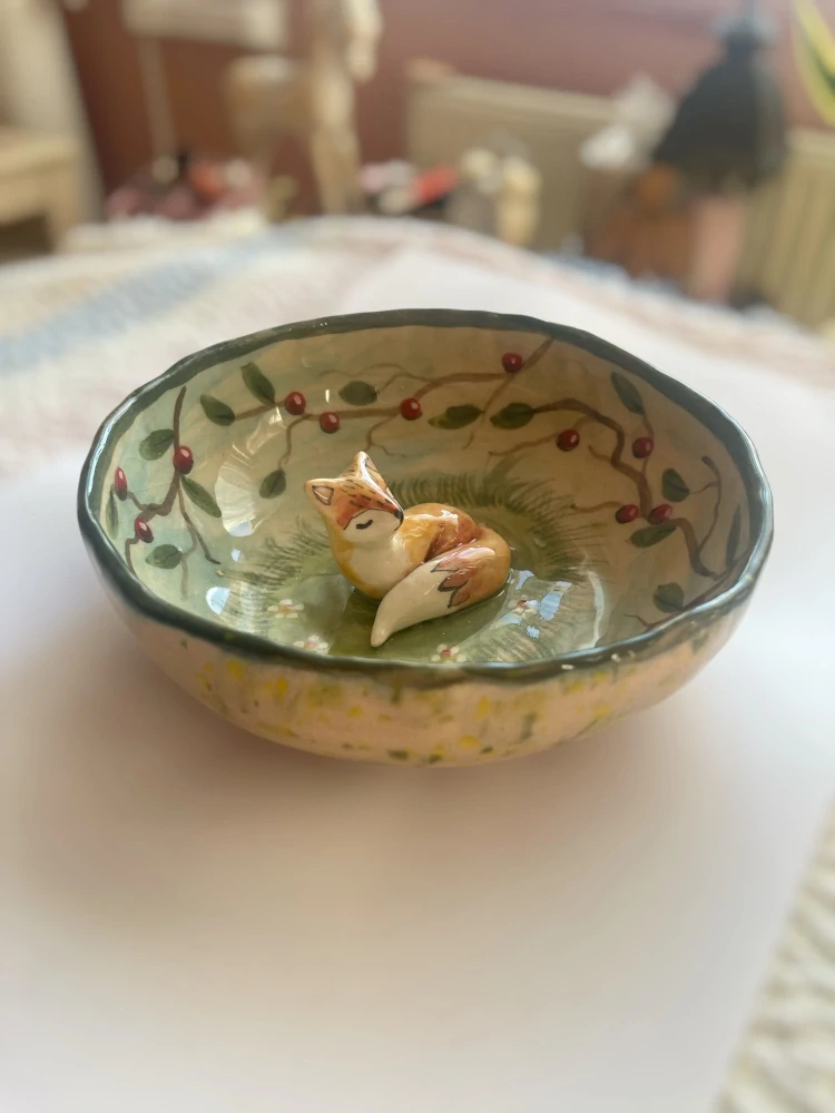 Hand - made - Keramická miska Spiaca líštička