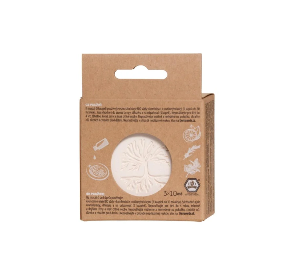 Tierra Verde - Zimná sada BIO esenciálnych olejov s odparovačom (krabička 3 ks)