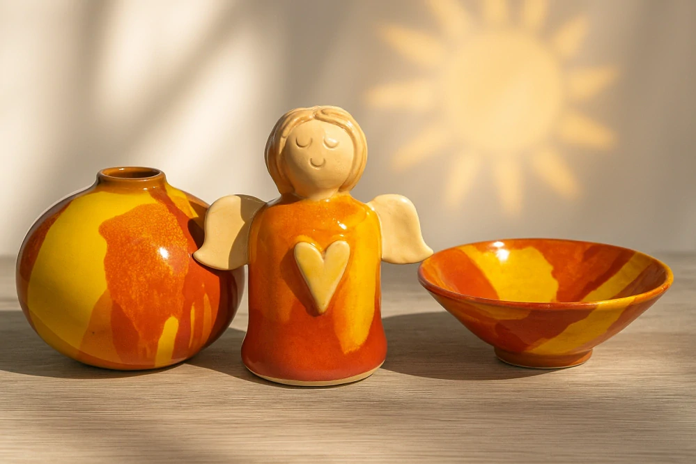 Hand - made - Keramická Váza slnečnej energie