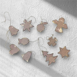 Hand - made - Vianočná keramická sada Ružová elegancia 