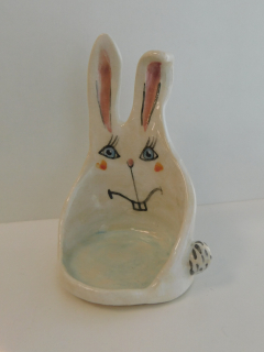 Hand - made - Keramický Veľkonočný zajko Svetluško