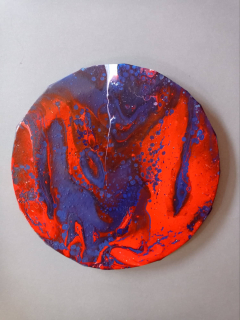 Abstraktný obraz - acrylic pouring CHLAPEC A DIEVČA