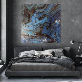 Abstraktný obraz - acrylic pouring Z HLBÍN MORA, veľký