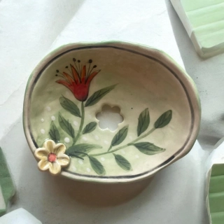 Hand - made - Mydelnička „Jarný tulipán“