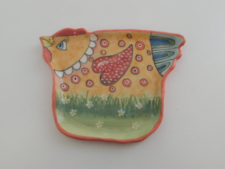 Hand - made - Keramická tácka Veselá sliepočka