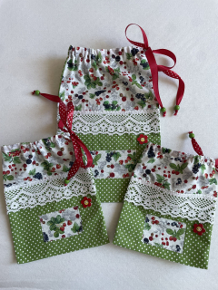 Hand - made - Sada 3 kusov vreciek, jahody