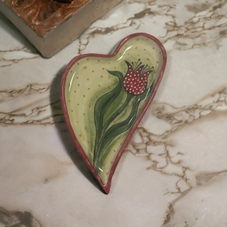 Hand - made - Keramická tácka Srdce plné jari