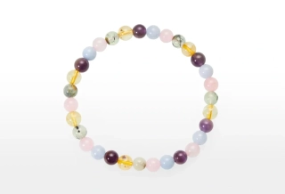 Náramok MIX (Ruženín+Ametyst+Citrín+Akvamarín) 6mm
