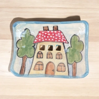 Hand - made - Mydelnička modrá Domček pod stromami