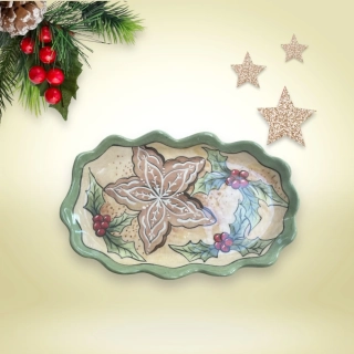 Hand - made - Keramická tácka „Vianočná hviezda z medovníka“