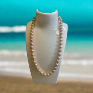 Náhrdelník Perly fialové, gulička 9x9mm 47 cm