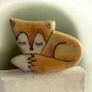 Hand - made - Brošňa Spiaca líštička