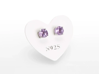 Náušnice Ametyst fazetovené 5mm, Ag 925/1000