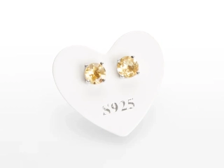 Náušnice Citrín fazetovené 5mm, Ag 925/1000
