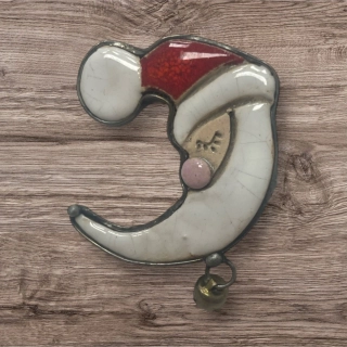 Hand - made - Brošňa Spiaci Mesiac s rolničkou