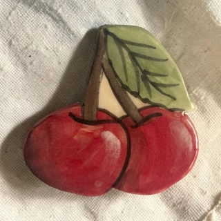 Hand - made - Keramická brošňa Zrelé čerešne