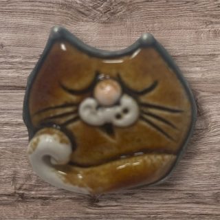 Hand - made - Brošňa Spiaca mačička