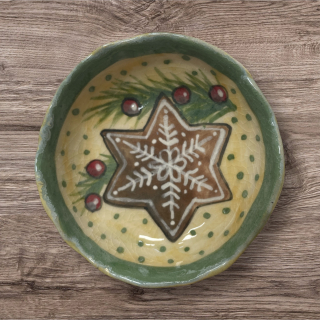 Hand - made - Keramická Vianočná miska Perníková hviezda