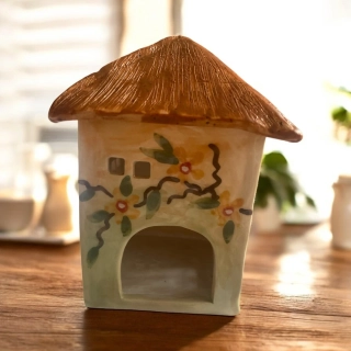 Hand - made - Keramický svietnik & aromalampa Slnečný domček kvetov