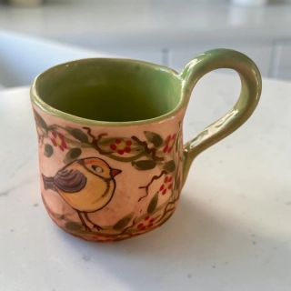 Hand - made - Keramická šálka – Vtáčie ráno