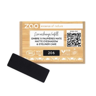 ZAO - Obdĺžnikový matný očný tieň 206 Black - náplň